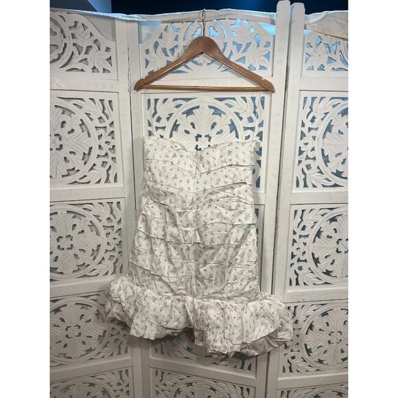 House of CB Serafina White Floral Print Strapless Mini Dress Size L+ Large Plus - Picture 5 of 9